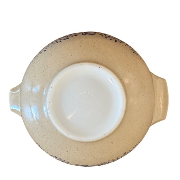 Vintage Pyrex 444  Sandalwood Mixing Bowl Beige & Blue Vintage USA Made Oval Des - Picture 6 of 12